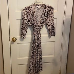 Purple animal print maternity wrap dress
